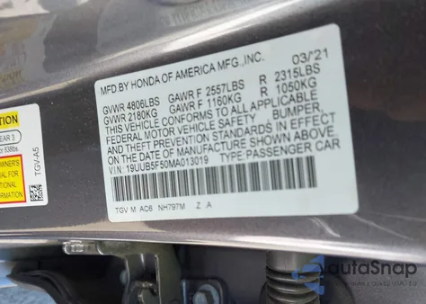 2021 Acura Tlx A-Spec Package z USA, uszkodzony, nr VIN 19UUB5F50MA013019